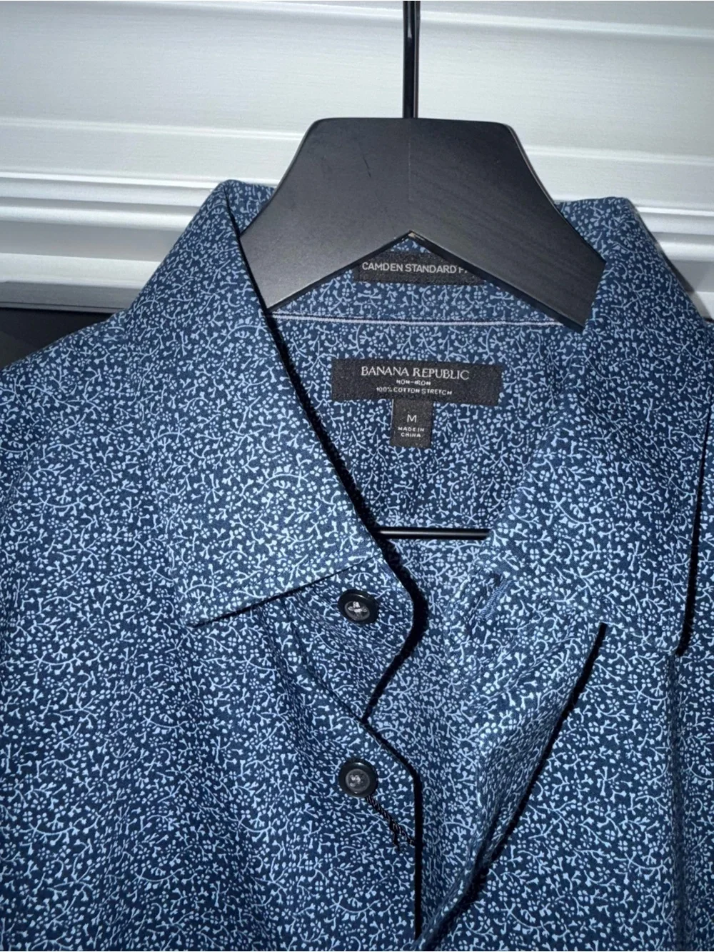 Banana Republic Navy Blue Microdot Long-Sleeve Button-Down Shirt
